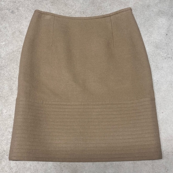 Carlisle Angora Wool Blend Ribbed Straight Pencil Mini Skirt Tan Size 8 - Picture 1 of 6